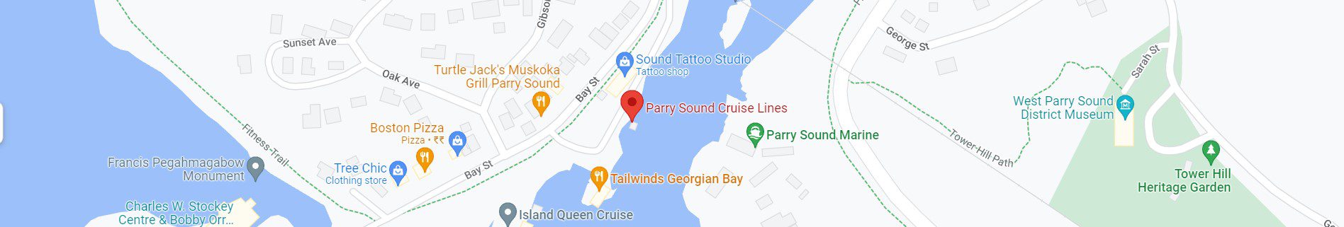 A map of parry sound cruise lines