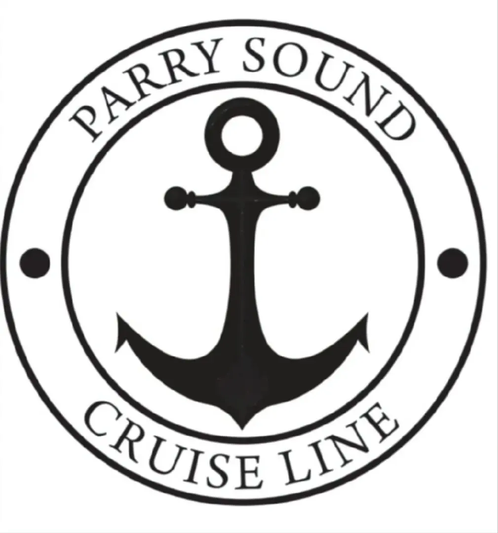 A black and white picture of the parry sound cruise line logo.